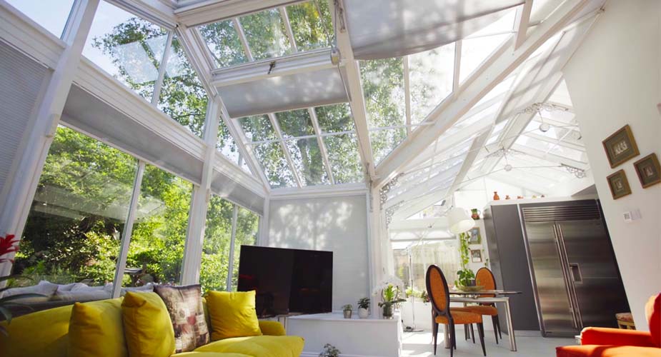 electric conservatory roof blinds