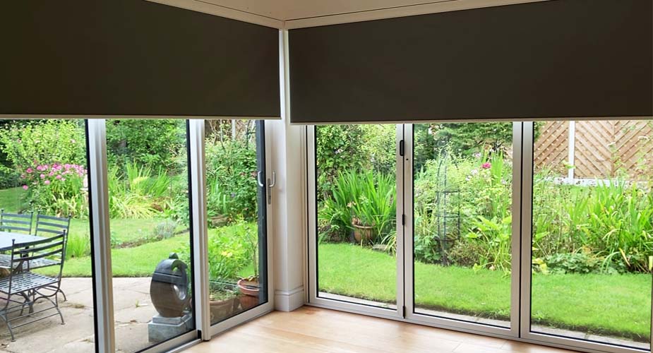remote control electric roller blinds on bifold doors