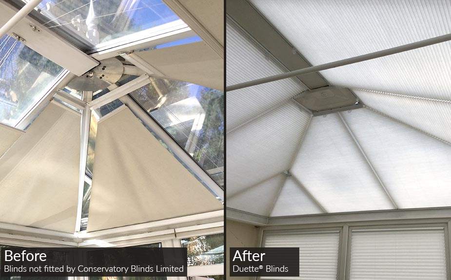 Before and After Conservatory Blinds 
