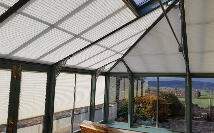 Pleated Blinds for Conservatory Roof and Half Side Windows