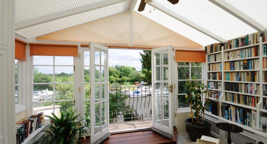 Gable Blinds in Timber Conservatory