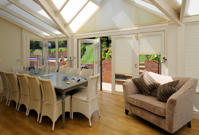 Pure pleated conservatory roof and side blinds