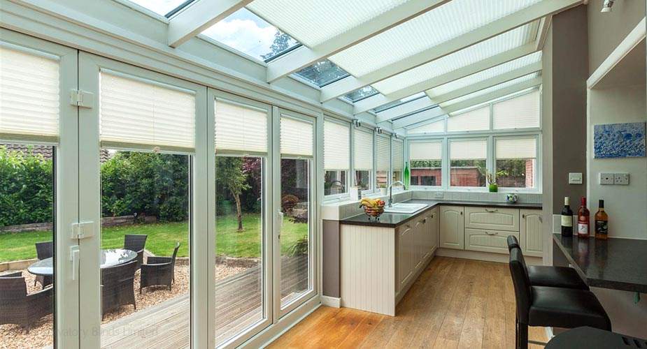 pure™ Pleated Conservatory Blinds - Partly Retracted