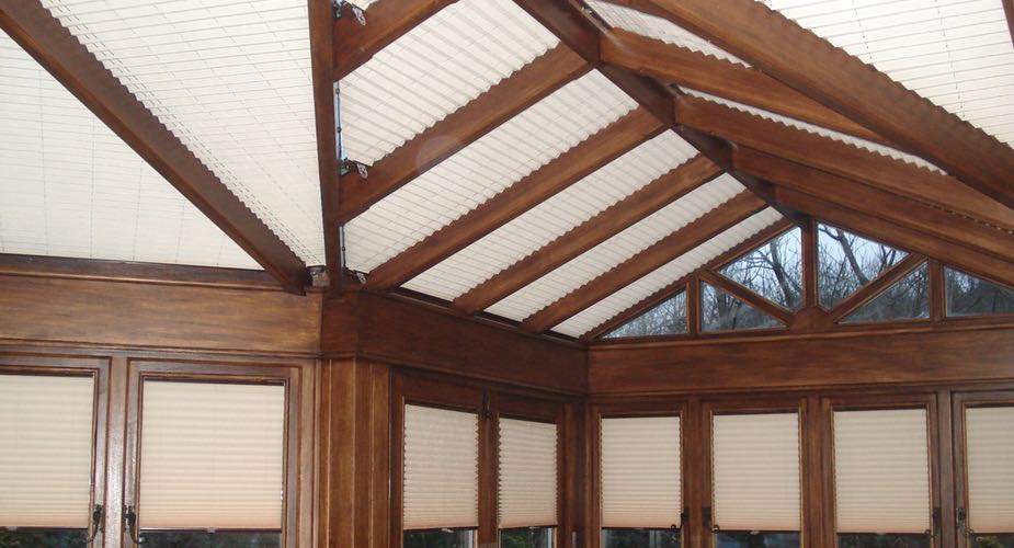 Pleated Blinds in a Timber Conservatory